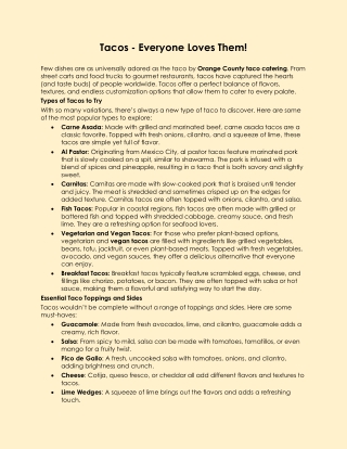 Tacos - Everyone Loves Them!