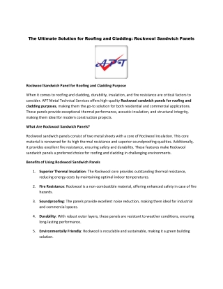 The Ultimate Solution for Roofing and Cladding Rockwool Sandwich Panels