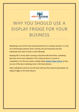 WHY YOU SHOULD USE A DISPLAY FRIDGE FOR YOUR BUSINESS