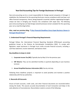 Year-End Accounting Tips for Foreign Businesses in Portugal