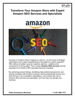 Transform Your Amazon Store with Expert Amazon SEO Services and Specialists