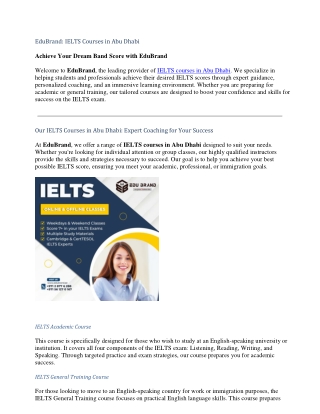 EduBrand: IELTS Courses in Abu Dhabi