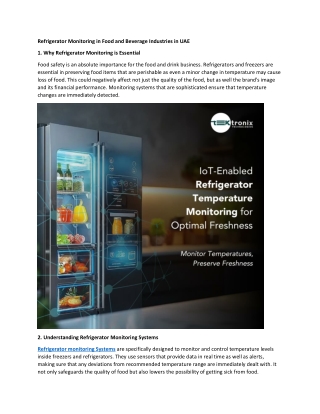 Refrigerator Monitoring in Food and Beverage Industries in UAE