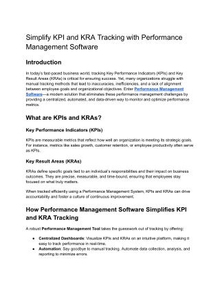 Simplify KPI and KRA Tracking with Performance Management Software