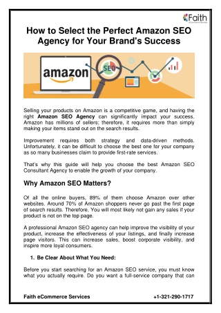 How to Select the Perfect Amazon SEO Agency for Your Brand's Success