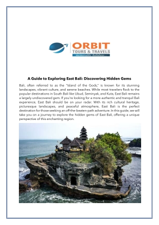 A Guide to Exploring East Bali Discovering Hidden Gems