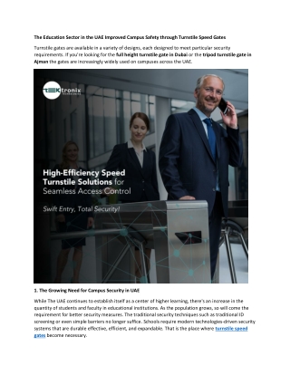 Enhancing Campus Safety with Turnstile Speed Gates