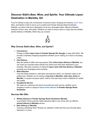 Discover Sidd’s Beer, Wine, and Spirits: Your Ultimate Liquor Destination in Mar