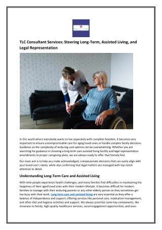 TLC Consultant Services: Legal Representation, Assisted Living