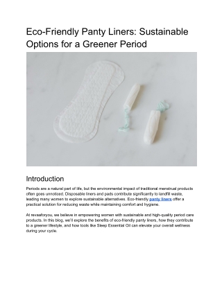 Eco-Friendly Panty Liners_ Sustainable Options for a Greener Period