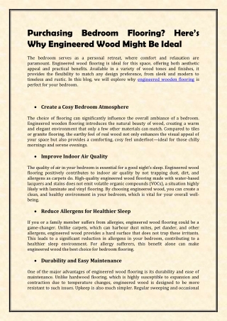 Purchasing Bedroom Flooring Here’s Why Engineered Wood Might Be Ideal