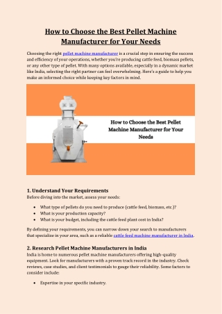 How to Choose the Best Pellet Machine Manufacturer for Your Needs