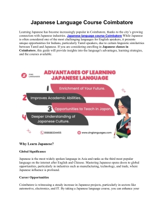 Japanese language course coimbatore