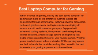 Best Laptop Computer for Gaming
