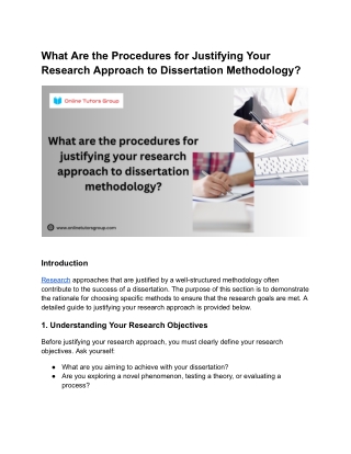 What Are the Procedures for Justifying Your Research Approach to Dissertation Methodology