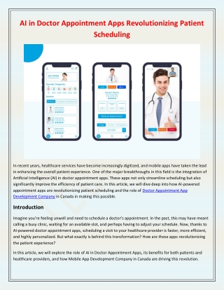 AI in Doctor Appointment Apps Revolutionizing Patient Scheduling