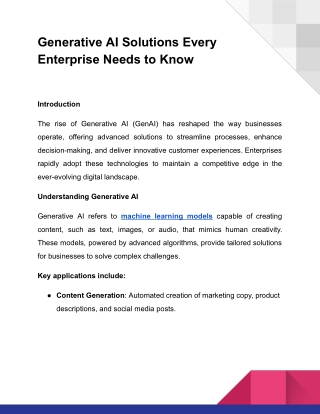 Generative AI Solutions Every Enterprise Needs to Know