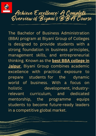 BBA at Biyani Group of Colleges: Turning aspirations into achievements
