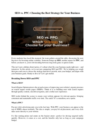 SEO vs PPC - Choosing the Best Strategy for Your Business