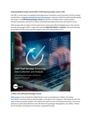 CAPI-Based Passenger Survey in UAE(1)