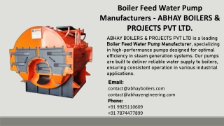 Boiler Feed Water Pump Manufacturers - ABHAY BOILERS & PROJECTS PVT LTD.