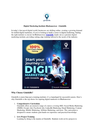 Best Digital Marketing Institute in Bhubaneswar - Giniskills