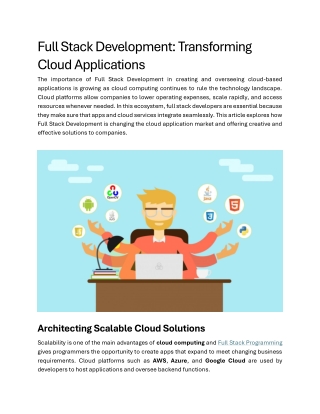 Full Stack Development Transforming Cloud Applications