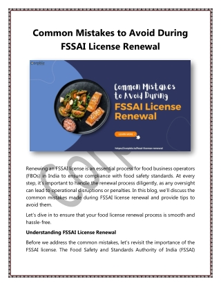 Common Mistakes to Avoid During FSSAI License Renewal_Corpbiz