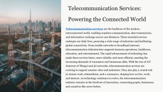 Telecommunication Services Powering the Connected World