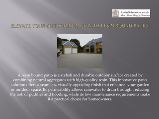 Elevate Your Outdoor Space With Resin Bound Patio