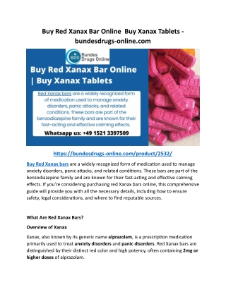 Buy Red Xanax Bar Online  Buy Xanax Tablets - bundesdrugs-online