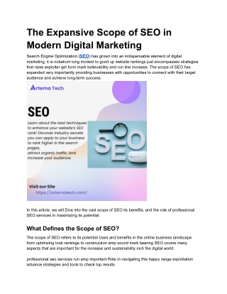 The Expansive Scope of SEO in Modern Digital Marketing