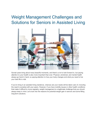Weight Management Challenges and Solutions for Seniors in Assisted Living