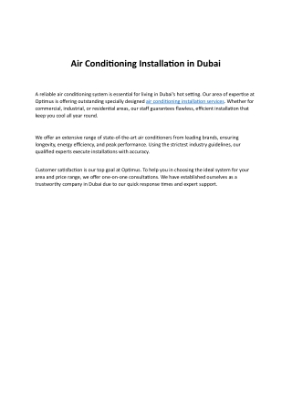 Air Conditioning Installation in Dubai