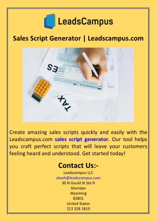 Sales Script Generator  Leadscampus.com