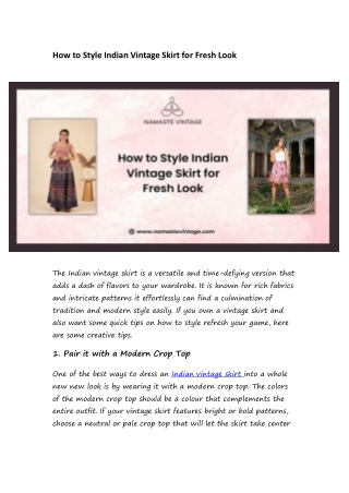 How to Style Indian Vintage Skirt for Fresh Look