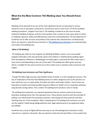 What Are the Most Common TIG Welding Uses You Should Know About