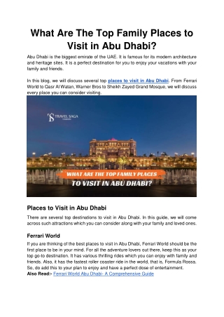 What Are The Top Family Places to Visit in Abu Dhabi?