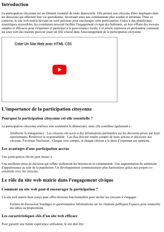 Encourager la participation citoyenne via le site web de la commune
