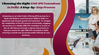 Choosing the Right SME IPO Consultant in Delhi: A Step-by-Step Process
