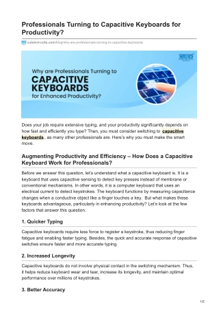 Why are Professionals Turning to Capacitive Keyboards for Enhanced Productivity?