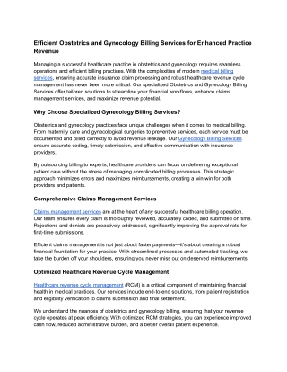 Gynecology Billing Services