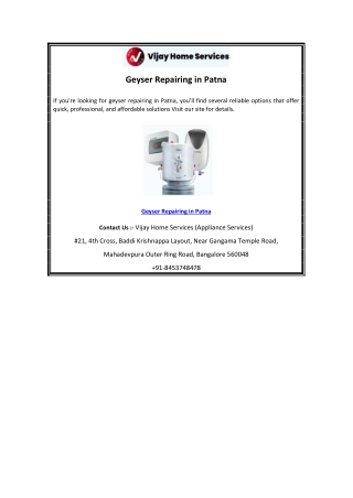 Geyser Repairing in Patna