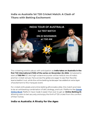 India vs Australia 1st T20 Cricket Match_A Clash of Titans with Betting Excitement