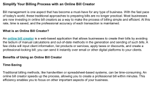 Free Online Bill Creator