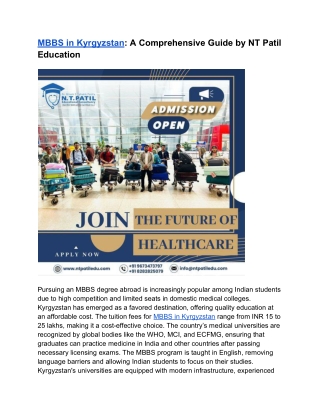 Why MBBS in Kyrgyzstan is a Smart Choice for Indian Students.