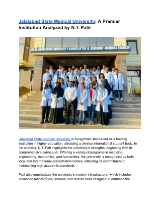 Why Jalalabad State Medical University is a Top Choice for Indian MBBS Students