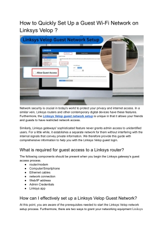 How to Quickly Set Up a Guest Wi-Fi Network on Linksys Velop