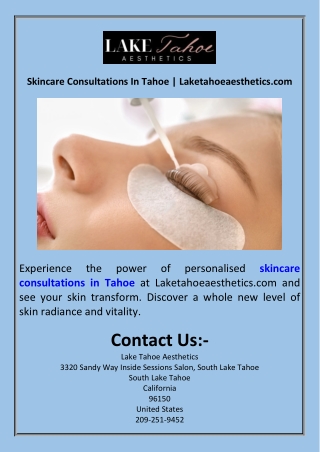 Skincare Consultations In Tahoe  Laketahoeaesthetics.com