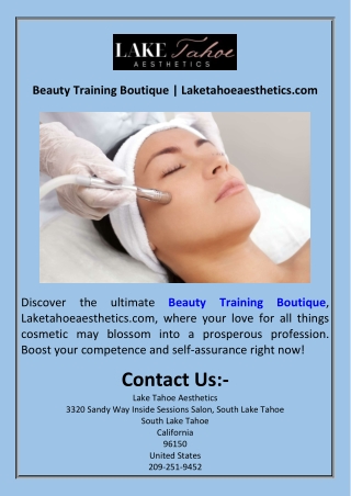 Beauty Training Boutique  Laketahoeaesthetics.com